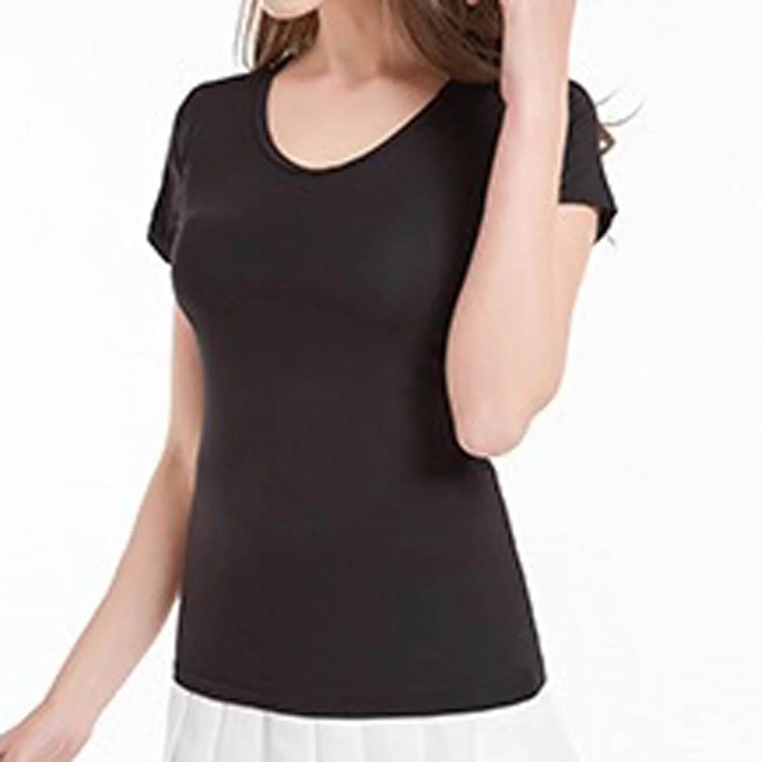 2 Pack of Built-in Bra T-Shirt for Womens Solid Color Padded Active Tops Comfy Short Sleeve Yoga Athletic Tees