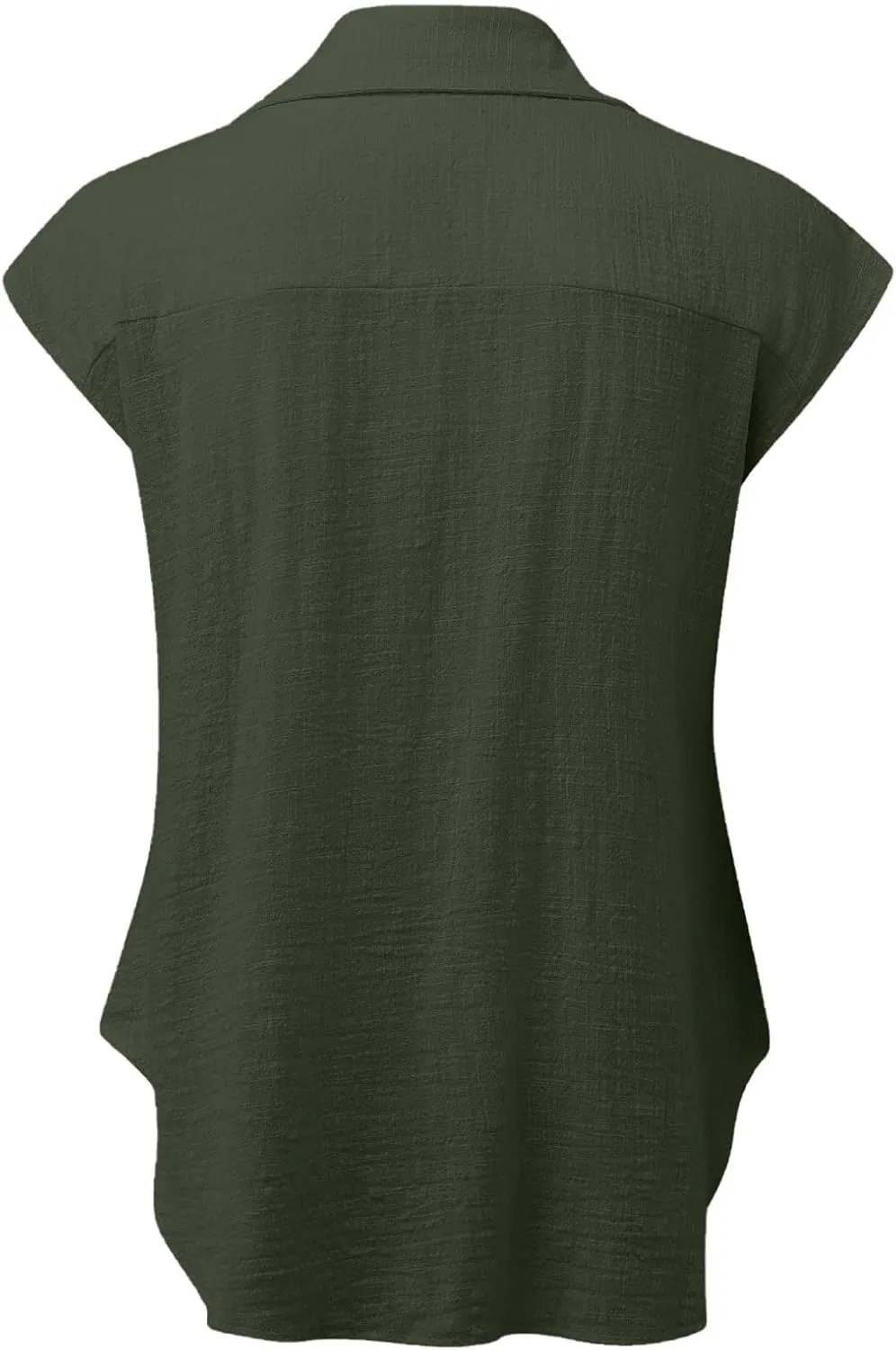 2024 Button Down Shirts for Women Lapel V Neck Dressy Linen Tops Summer Rollup Cap Sleeve Blouses Plus Size Tee Shirt