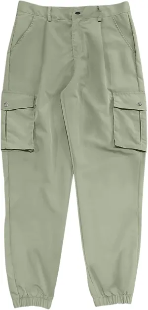 ADHOWBEW Mens Pants Casual Elastic Waist Outdoor Work Cargo Pockets Relaxed Fit Pants