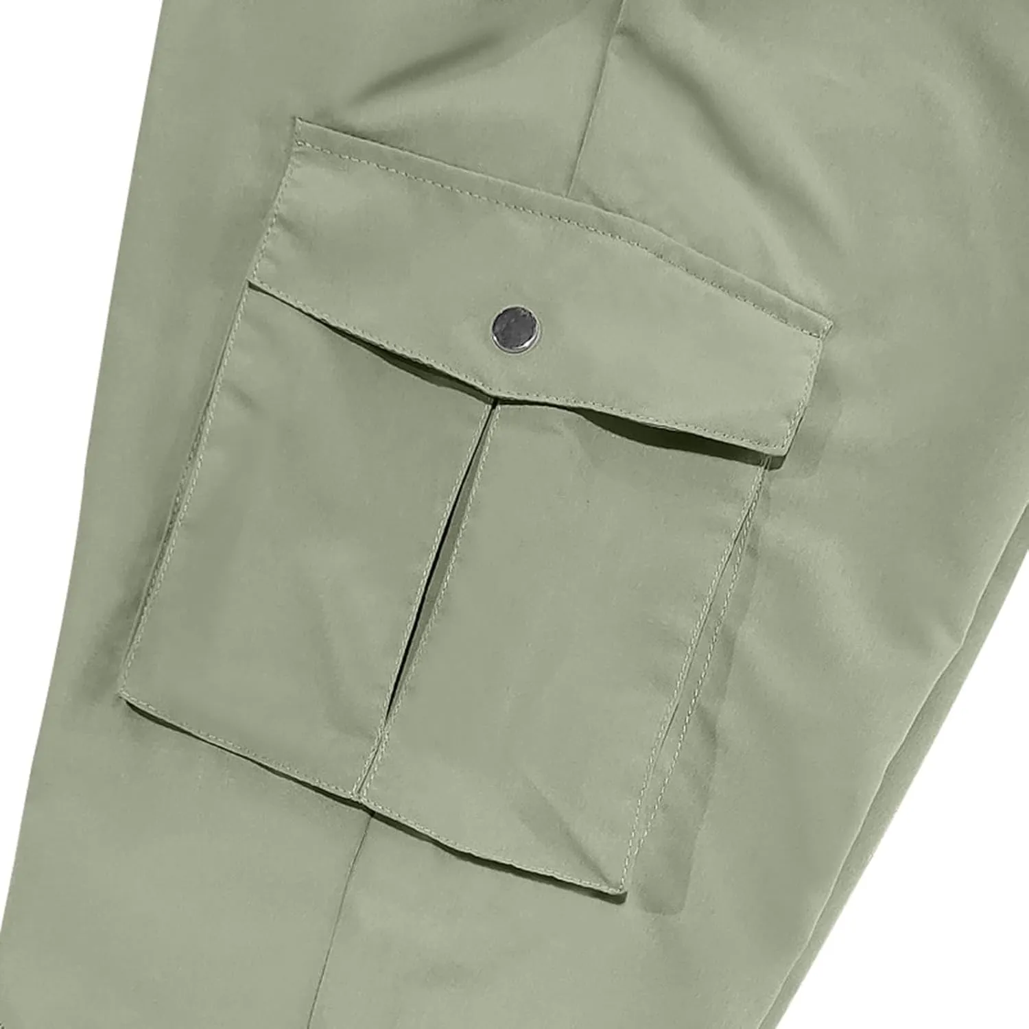 ADHOWBEW Mens Pants Casual Elastic Waist Outdoor Work Cargo Pockets Relaxed Fit Pants