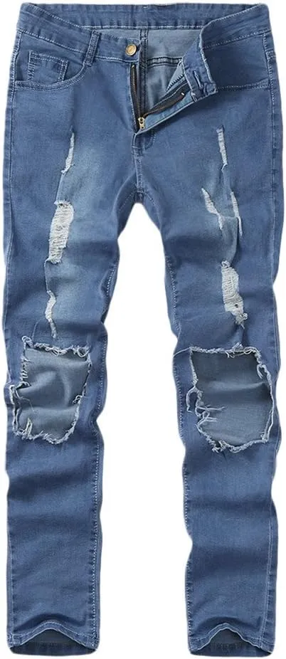 aihihe Design Jeans Pants for Men Mens Jeans Relaxed fit Stretch Mens Blue Jeans Stretch Waist Big and Tall Blue Jeans