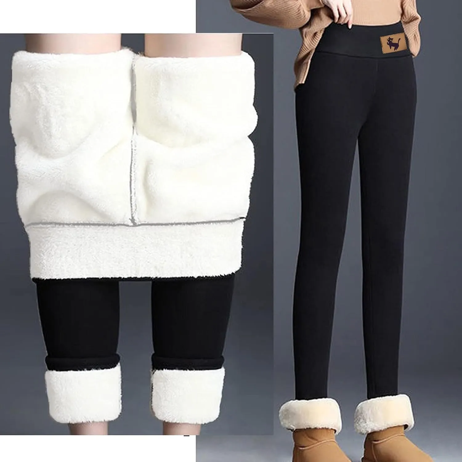 aihihe Women's Plus Size Warm Fleece Sherpa Lined Leggings 2023 Winter Thermal Tights Tummy Control Soft Casual Bottoms