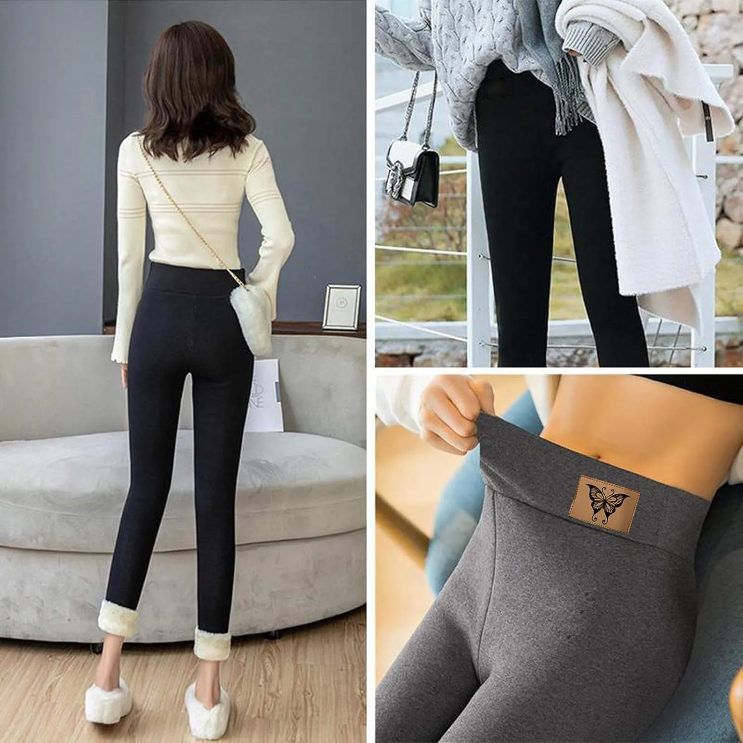 aihihe Women's Plus Size Warm Fleece Sherpa Lined Leggings 2023 Winter Thermal Tights Tummy Control Soft Casual Bottoms
