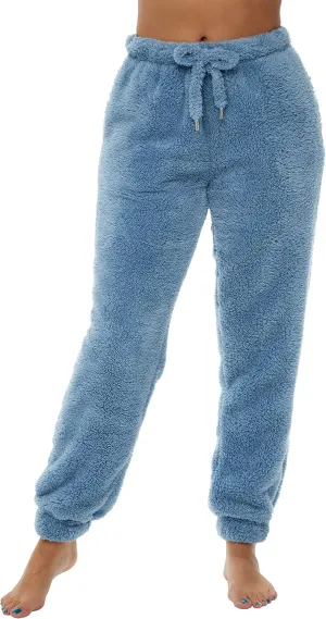 Alexander Del Rossa Women's Sherpa Fleece Joggers Sweatpants with Drawstring, Sleep Pants with Pockets