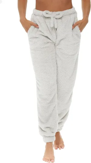 Alexander Del Rossa Women's Sherpa Fleece Joggers Sweatpants with Drawstring, Sleep Pants with Pockets