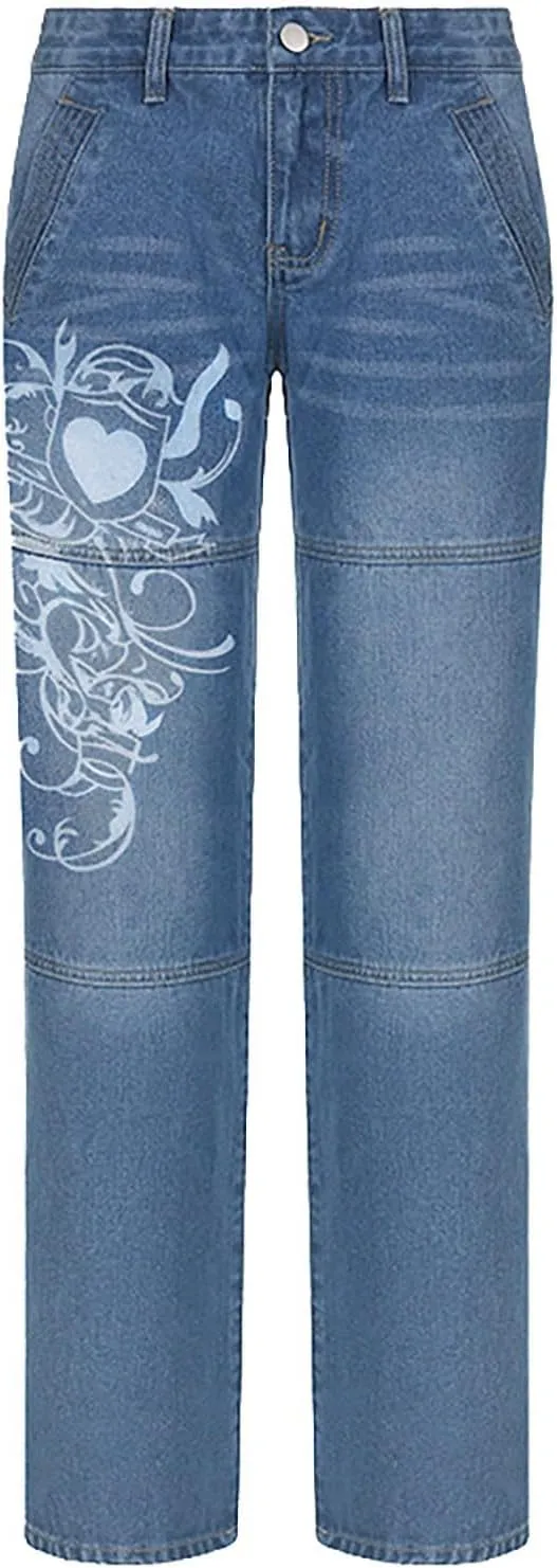 Baggy Jeans for Women,Women's Baggy Denim Pants High Waisted Y2K Wide Leg Hip Hop Boyfriend Jeans Streetwear Trousers
