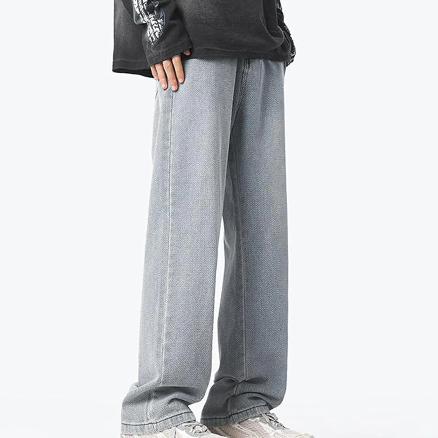 Baggy Jeans Men Loose Fit Wide Leg Stretch Waist Denim Pants Casual Vintage Straight Leg Y2K Hip Pop Skater Jeans