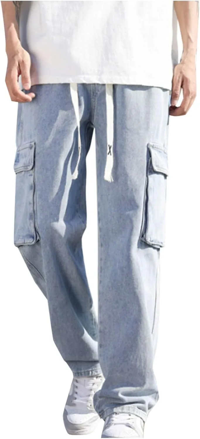 Baggy Jeans Men Relaxed Fit Straight-Leg Casual Jeans for Men Y2K Hip Hop Harajuku Denim Pants Streetwear Cowboy