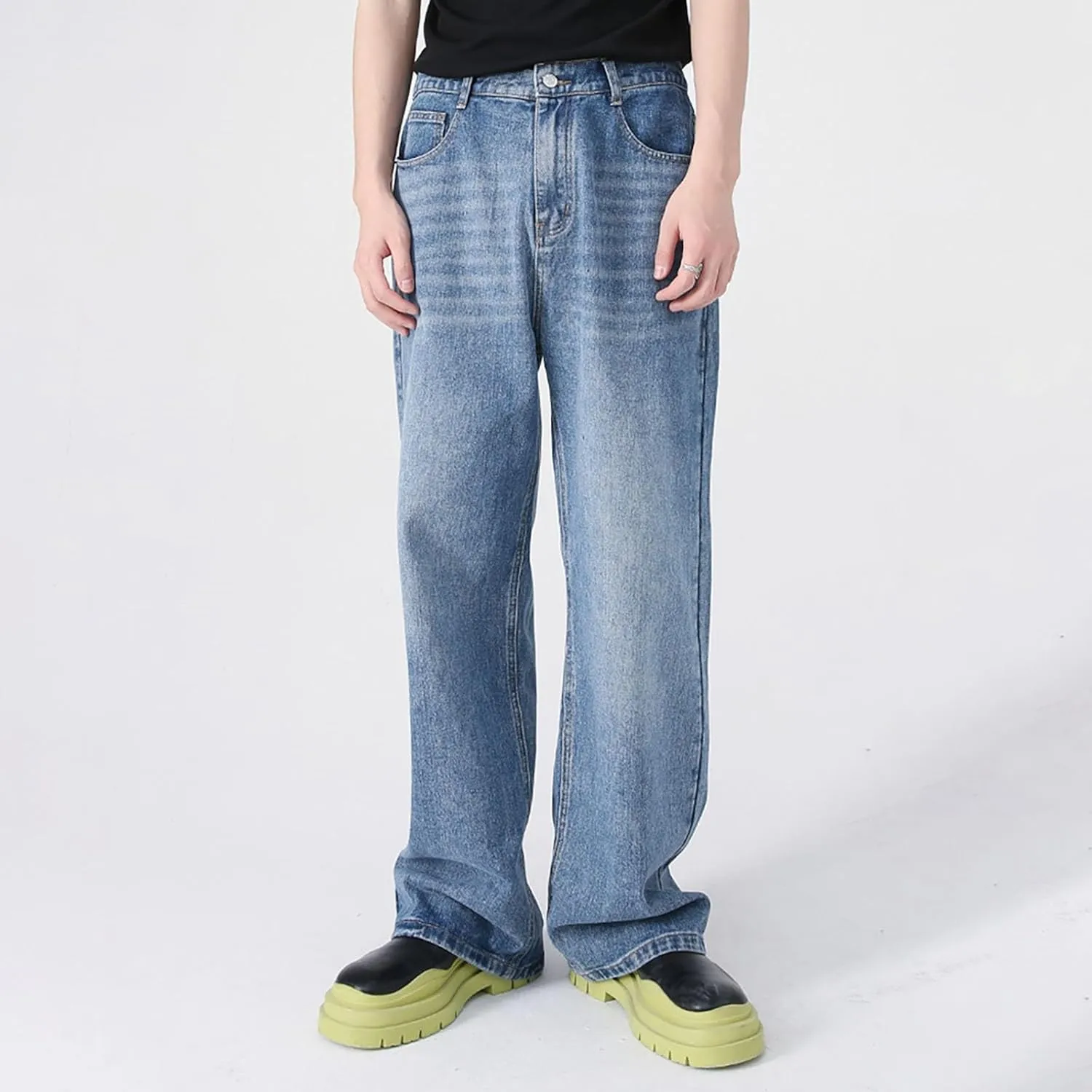 Baggy Jeans Men Wide Leg Big Tall Denim Pants Straight Leg Hip Hop Jeans Summer Loose Casual Work Trousers