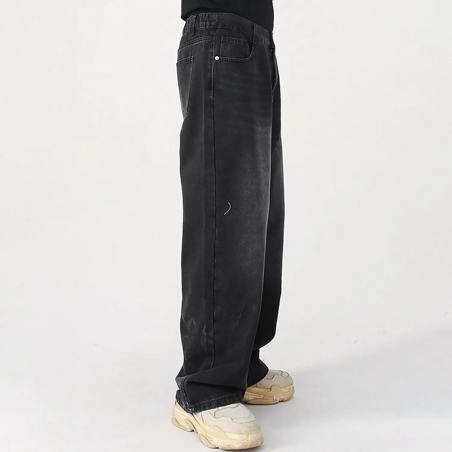 Baggy Jeans Men Wide Leg Big Tall Denim Pants Straight Leg Hip Hop Jeans Summer Loose Casual Work Trousers