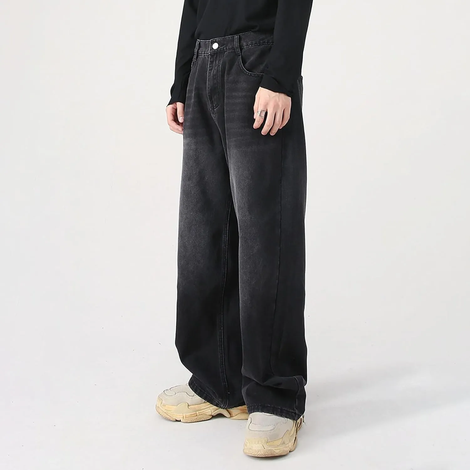 Baggy Jeans Men Wide Leg Big Tall Denim Pants Straight Leg Hip Hop Jeans Summer Loose Casual Work Trousers
