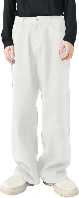 Baggy Jeans Men Wide Leg Big Tall Denim Pants Straight Leg Hip Hop Jeans Summer Loose Casual Work Trousers