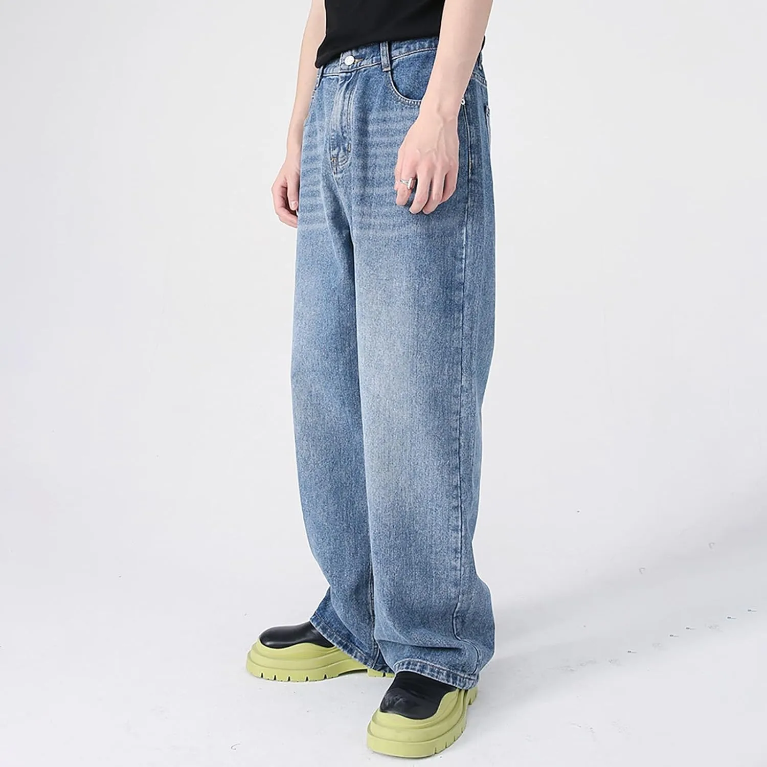 Baggy Jeans Men Wide Leg Big Tall Denim Pants Straight Leg Hip Hop Jeans Summer Loose Casual Work Trousers