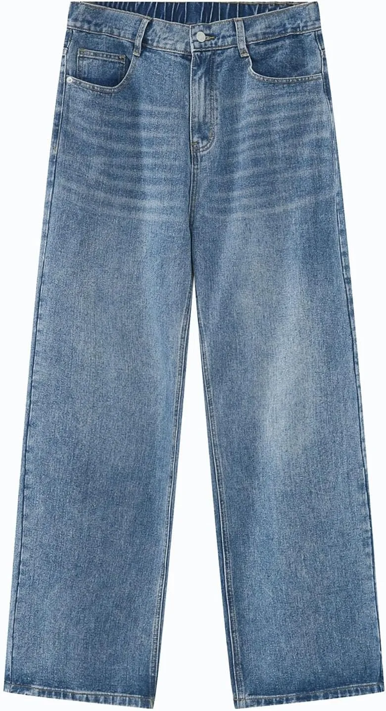 Baggy Jeans Men Wide Leg Big Tall Denim Pants Straight Leg Hip Hop Jeans Summer Loose Casual Work Trousers