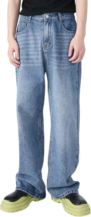 Baggy Jeans Men Wide Leg Big Tall Denim Pants Straight Leg Hip Hop Jeans Summer Loose Casual Work Trousers