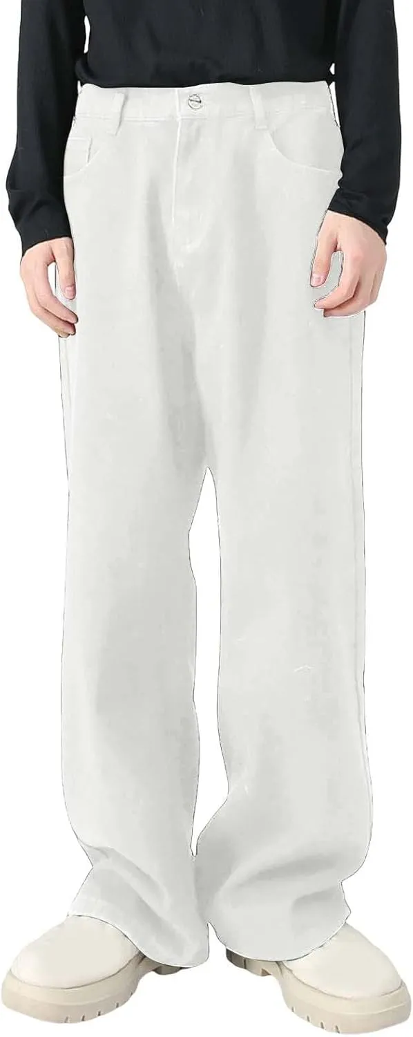 Baggy Jeans Men Wide Leg Big Tall Denim Pants Straight Leg Hip Hop Jeans Summer Loose Casual Work Trousers