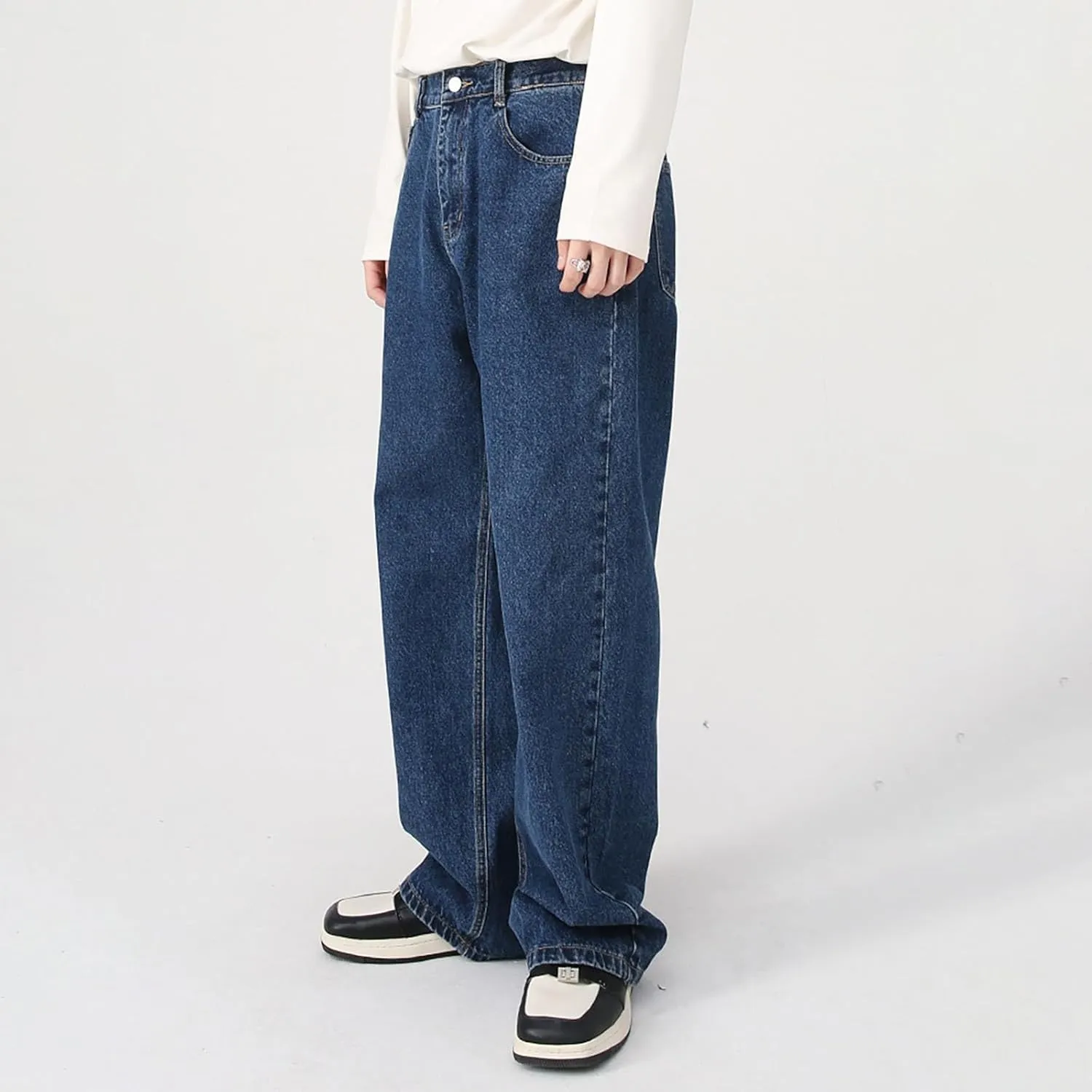 Baggy Jeans Men Wide Leg Big Tall Denim Pants Straight Leg Hip Hop Jeans Summer Loose Casual Work Trousers