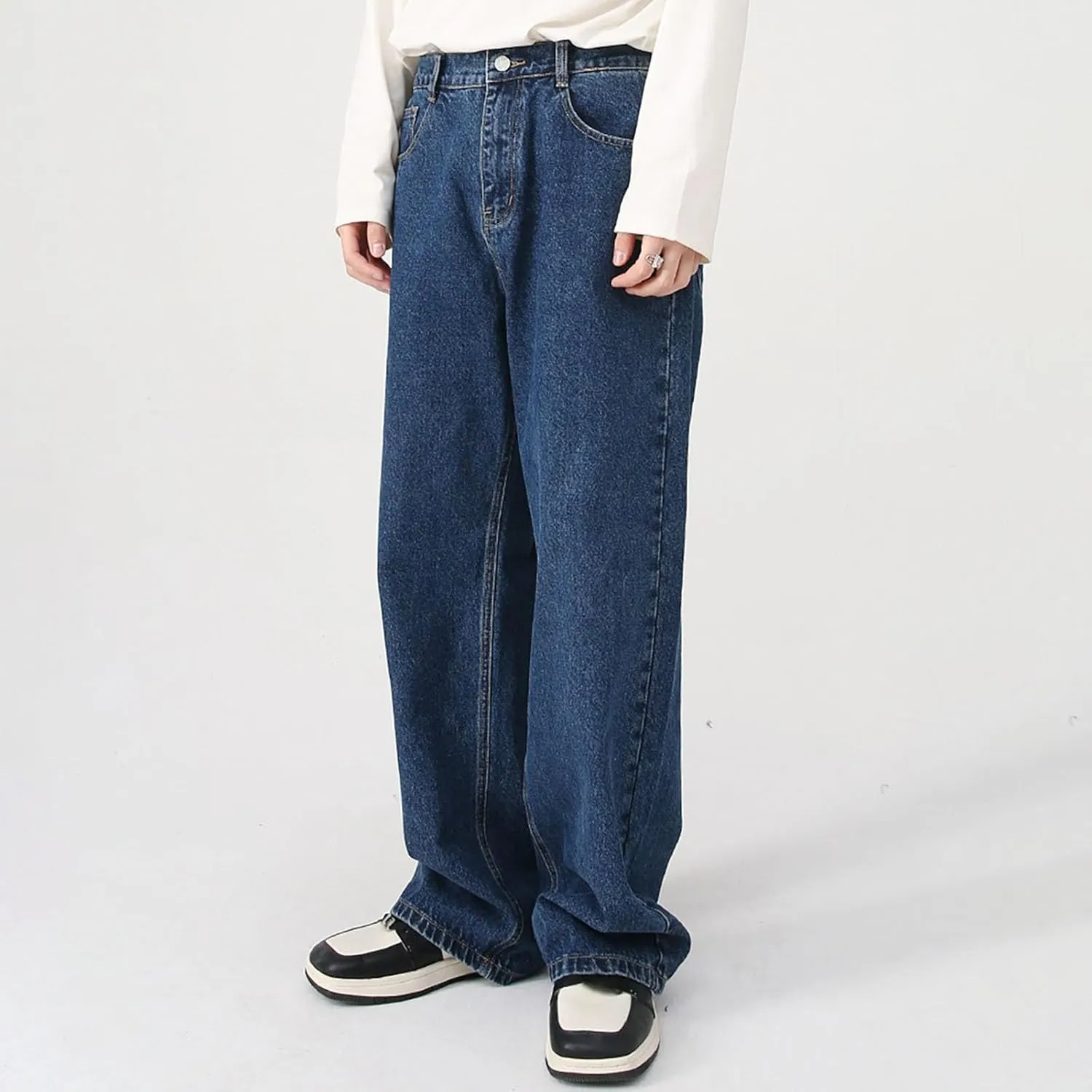 Baggy Jeans Men Wide Leg Big Tall Denim Pants Straight Leg Hip Hop Jeans Summer Loose Casual Work Trousers