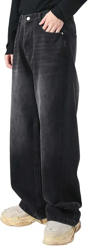 Baggy Jeans Men Wide Leg Big Tall Denim Pants Straight Leg Hip Hop Jeans Summer Loose Casual Work Trousers