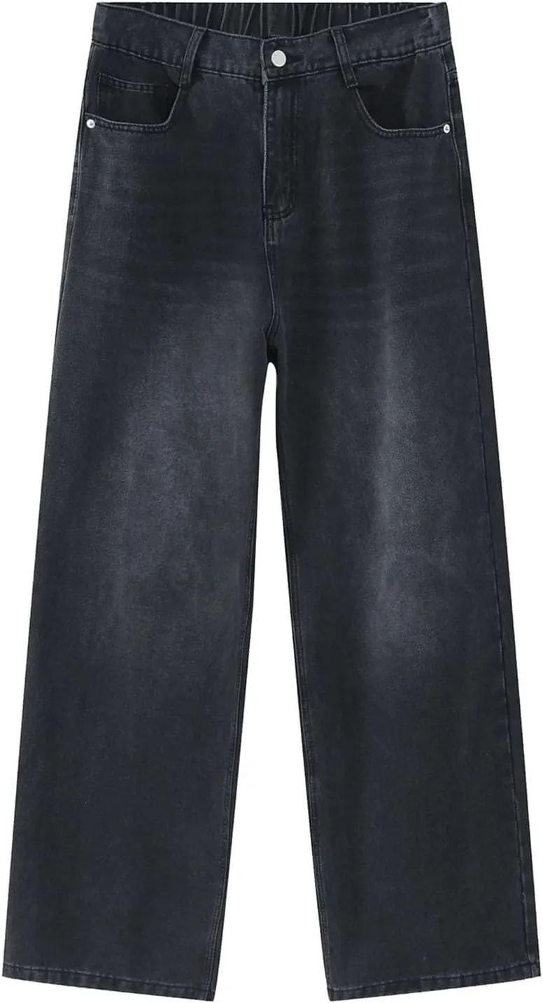 Baggy Jeans Men Wide Leg Big Tall Denim Pants Straight Leg Hip Hop Jeans Summer Loose Casual Work Trousers