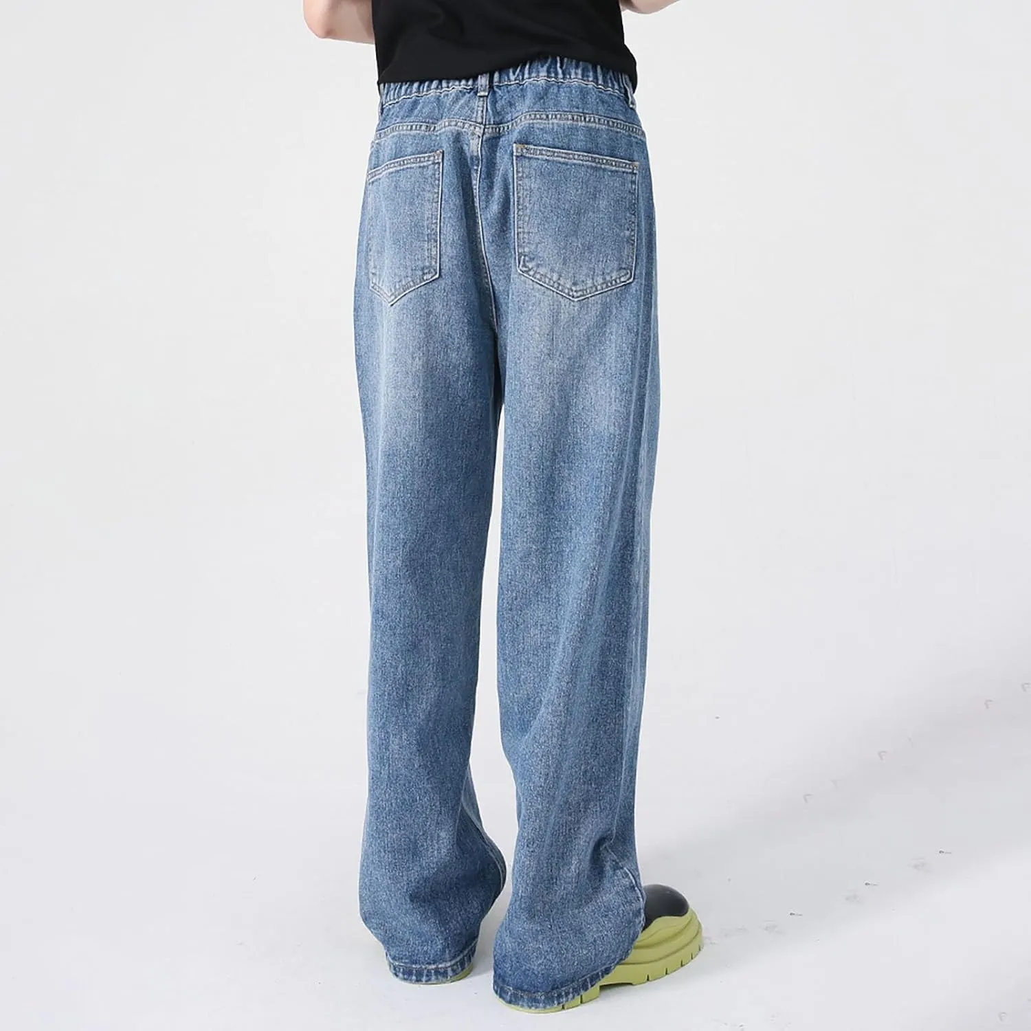 Baggy Jeans Men Wide Leg Big Tall Denim Pants Straight Leg Hip Hop Jeans Summer Loose Casual Work Trousers