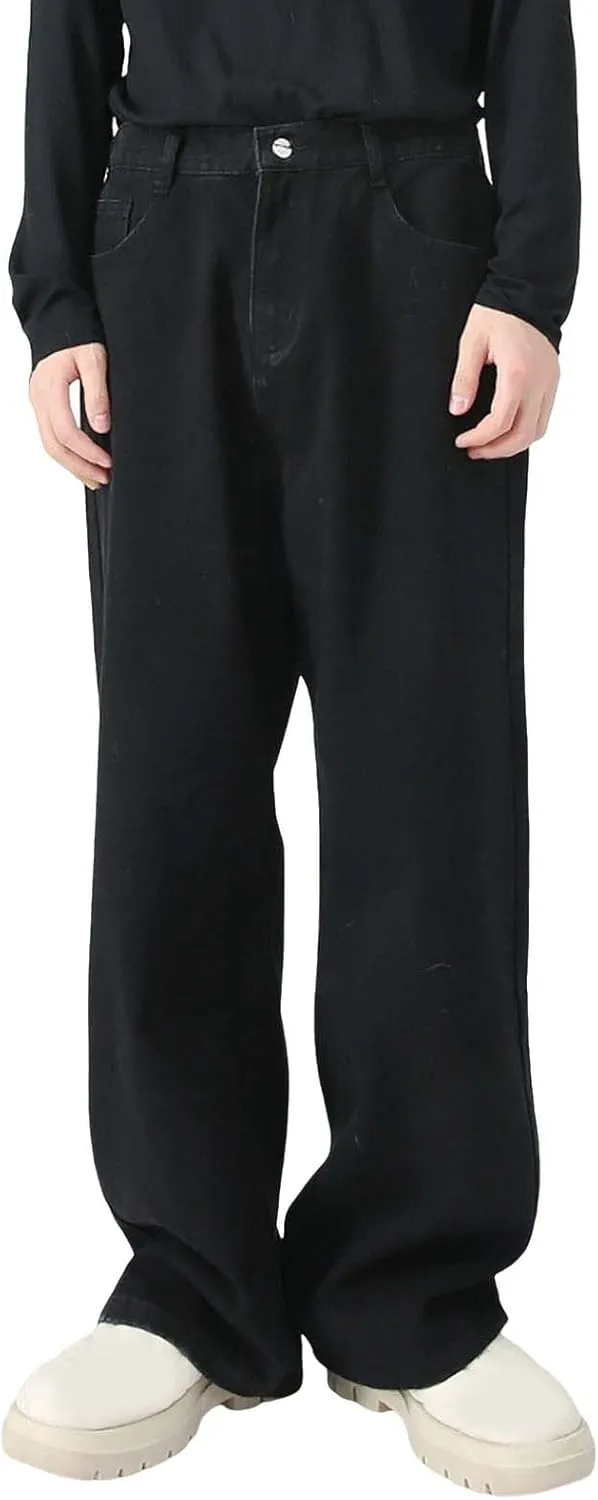 Baggy Jeans Men Wide Leg Big Tall Denim Pants Straight Leg Hip Hop Jeans Summer Loose Casual Work Trousers