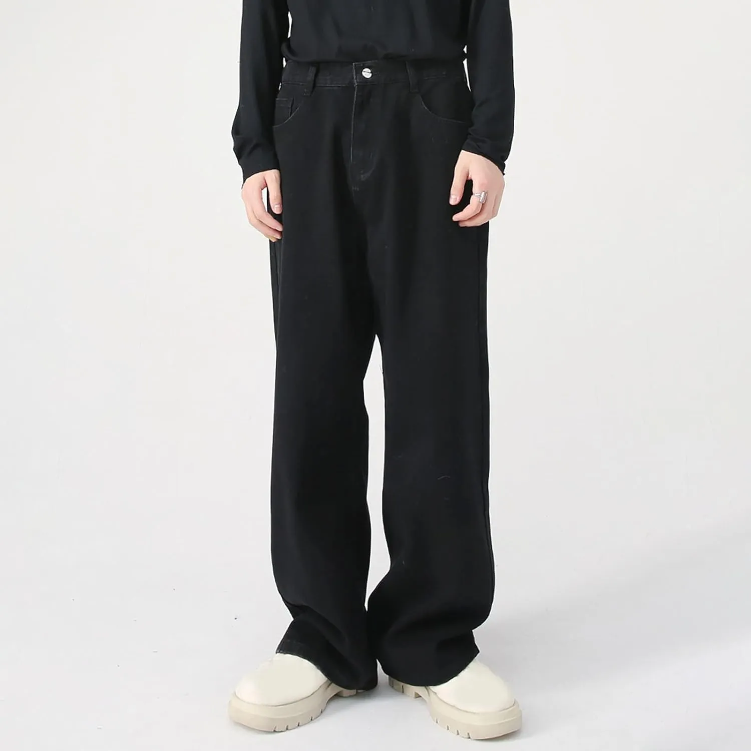 Baggy Jeans Men Wide Leg Big Tall Denim Pants Straight Leg Hip Hop Jeans Summer Loose Casual Work Trousers
