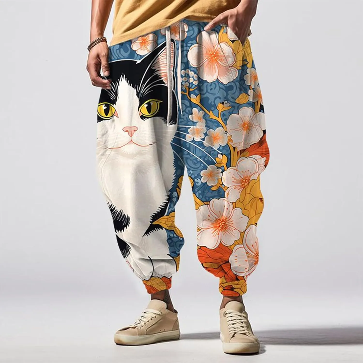 Baggy Wide Leg Pants Fashion Street Feel Casual Sweatpants Mens Drawstring Aladdil Hippie Harem Pants Yoga Pants Men