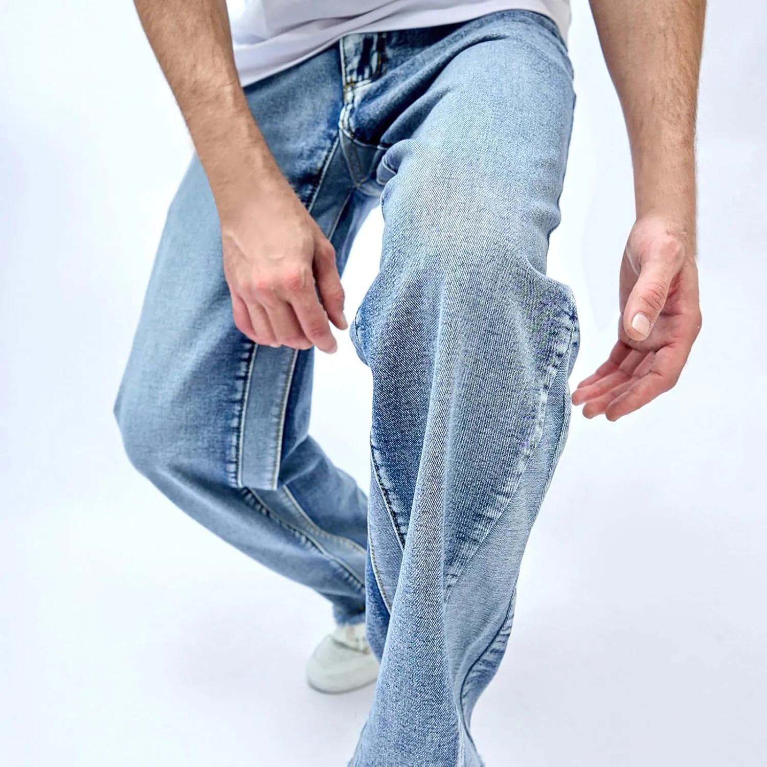 Bidobibo Carpenter Jeans for Men Relaxed Fit Distressed Jeans Men Fashion Straight Leg Comfort Flex Waist Jeans Casual Pants