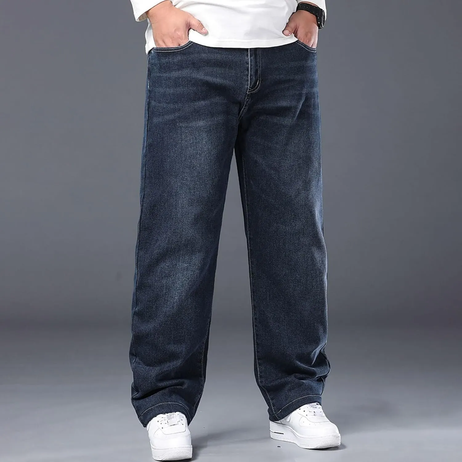 Big Baggy Jeans Mens 7XL Wide Legs Denim Pants Loose Casual Jeans Summer Plus Size Comfy Trousers