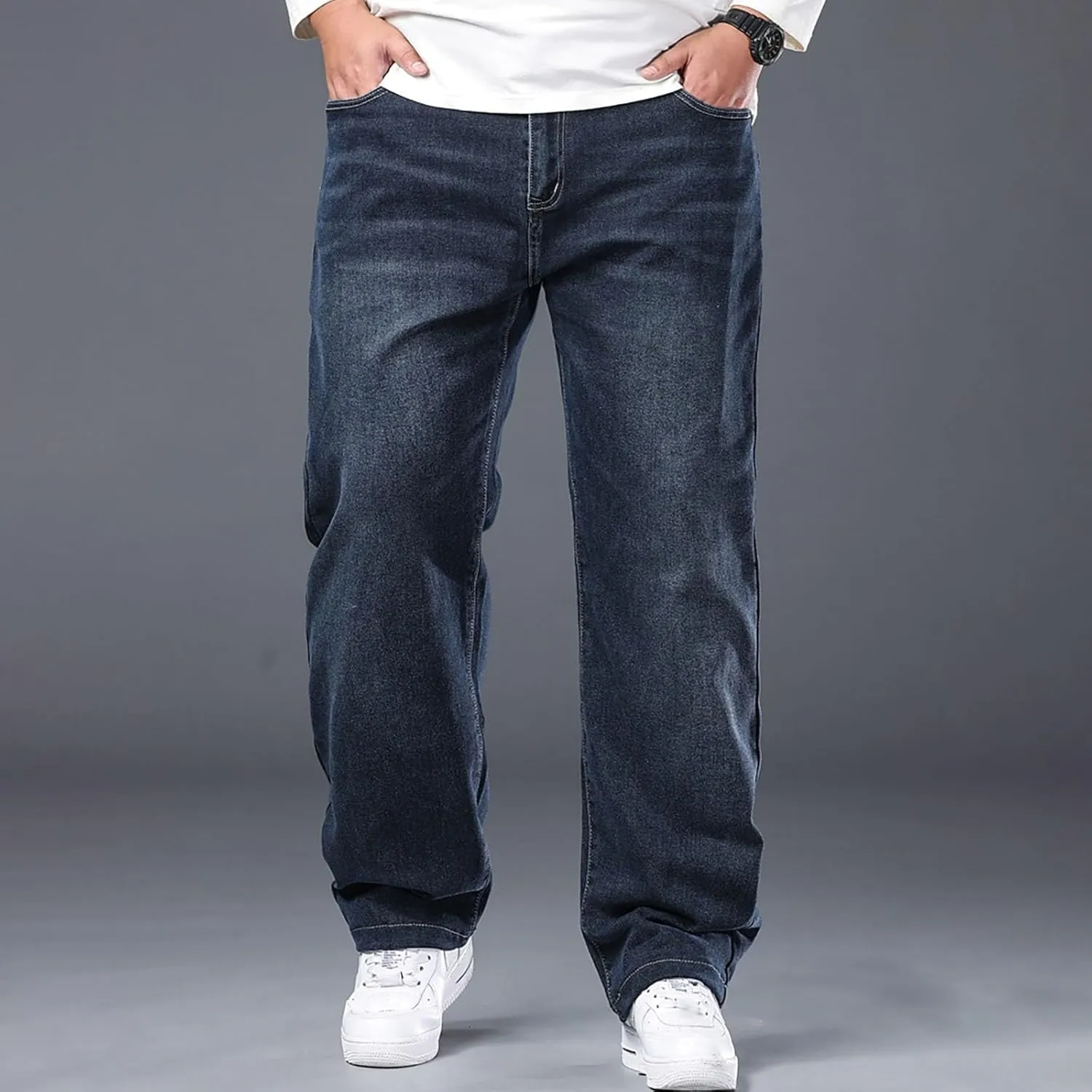 Big Baggy Jeans Mens 7XL Wide Legs Denim Pants Loose Casual Jeans Summer Plus Size Comfy Trousers
