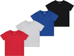 Boys 4-Pack Solid Color T-Shirts - Sizes 4-18 Tee Shirts - Essential Wardrobe Staples for Active Boys.
