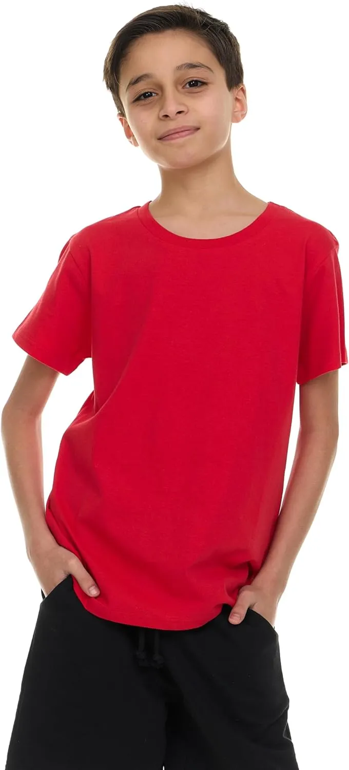 Boys 4-Pack Solid Color T-Shirts - Sizes 4-18 Tee Shirts - Essential Wardrobe Staples for Active Boys.