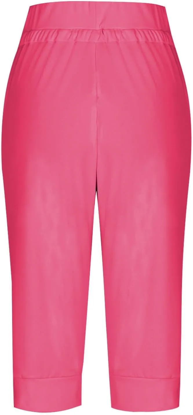 Capris Pant for Women High Waist Drawstring Stretch Jogger Soft Lightweight Yoga Hiking Pant with Pockets