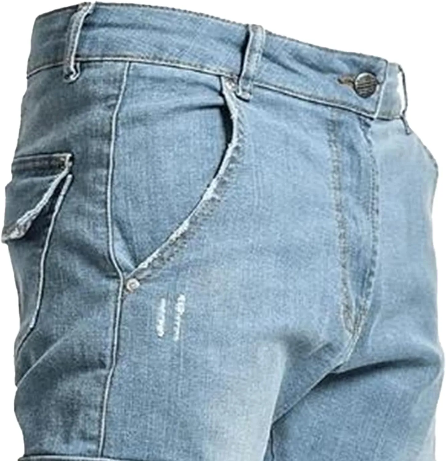 Cargo Jeans for Men Jogger Slim Fit Stretch Skinny Jean Straight Leg Comfort Flex Waist Pants Summer Trend Trouser