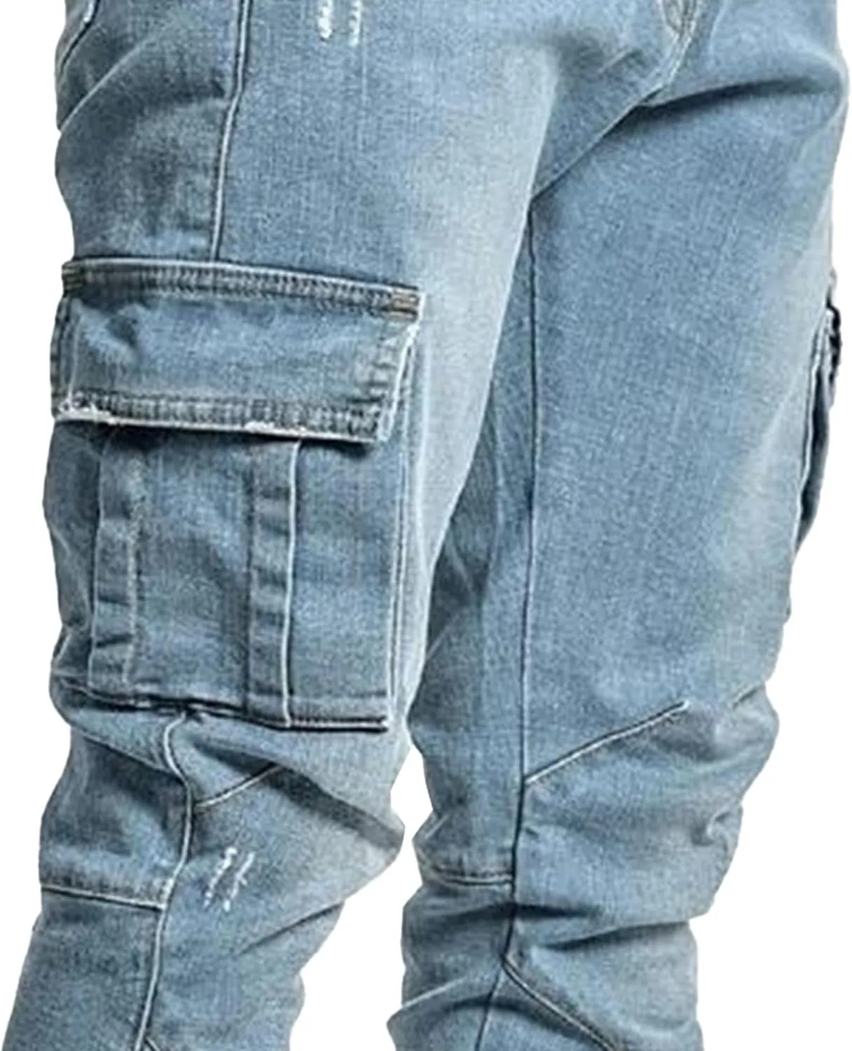 Cargo Jeans for Men Jogger Slim Fit Stretch Skinny Jean Straight Leg Comfort Flex Waist Pants Summer Trend Trouser