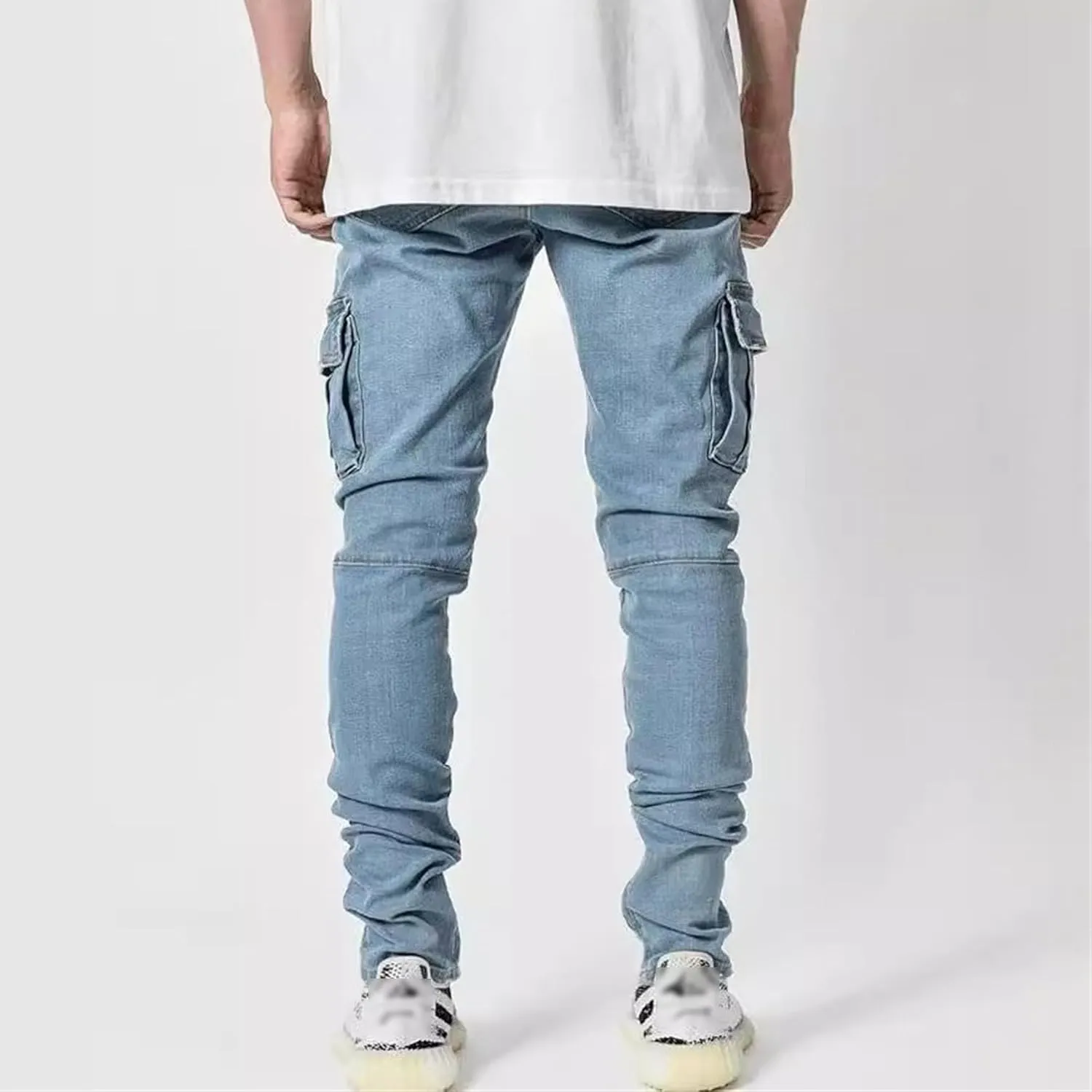 Cargo Jeans for Men Jogger Slim Fit Stretch Skinny Jean Straight Leg Comfort Flex Waist Pants Summer Trend Trouser