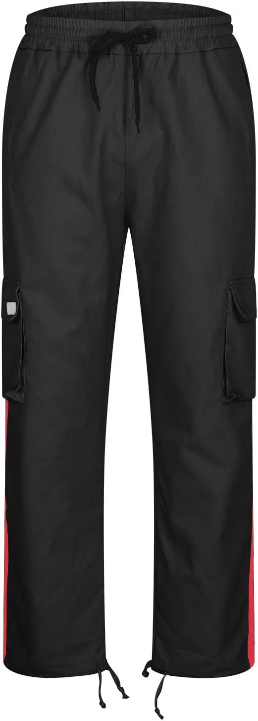 Cargo Pants for Men 2024 Relaxed Fit Causal Work Streetwear Khaki Baggy Joggers with Zipper Pockets Drawstring Sweatpants