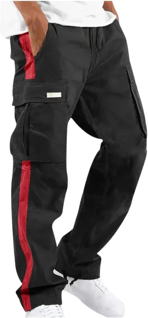 Cargo Pants for Men 2024 Relaxed Fit Causal Work Streetwear Khaki Baggy Joggers with Zipper Pockets Drawstring Sweatpants