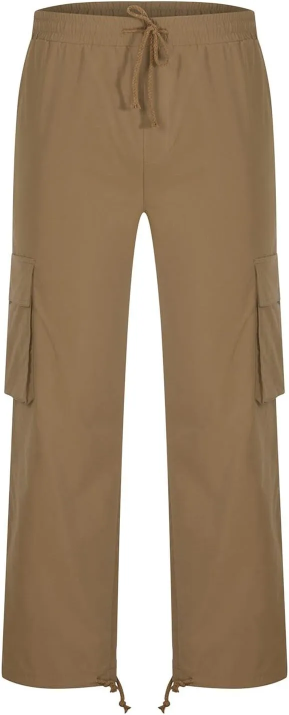 Cargo Pants for Men 2024 Relaxed Fit Causal Work Streetwear Khaki Baggy Joggers with Zipper Pockets Drawstring Sweatpants
