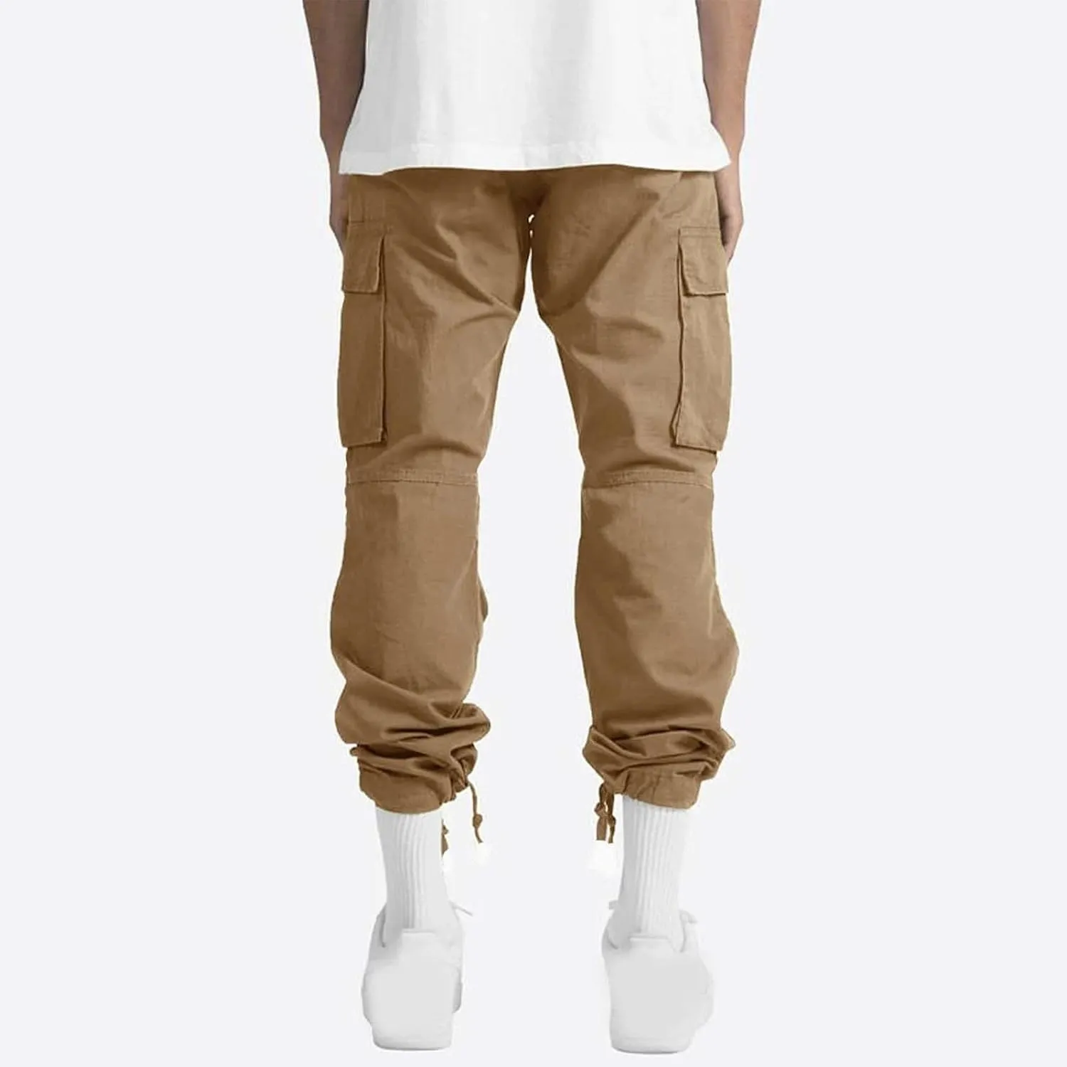 Cargo Pants for Men 2024 Relaxed Fit Causal Work Streetwear Khaki Baggy Joggers with Zipper Pockets Drawstring Sweatpants