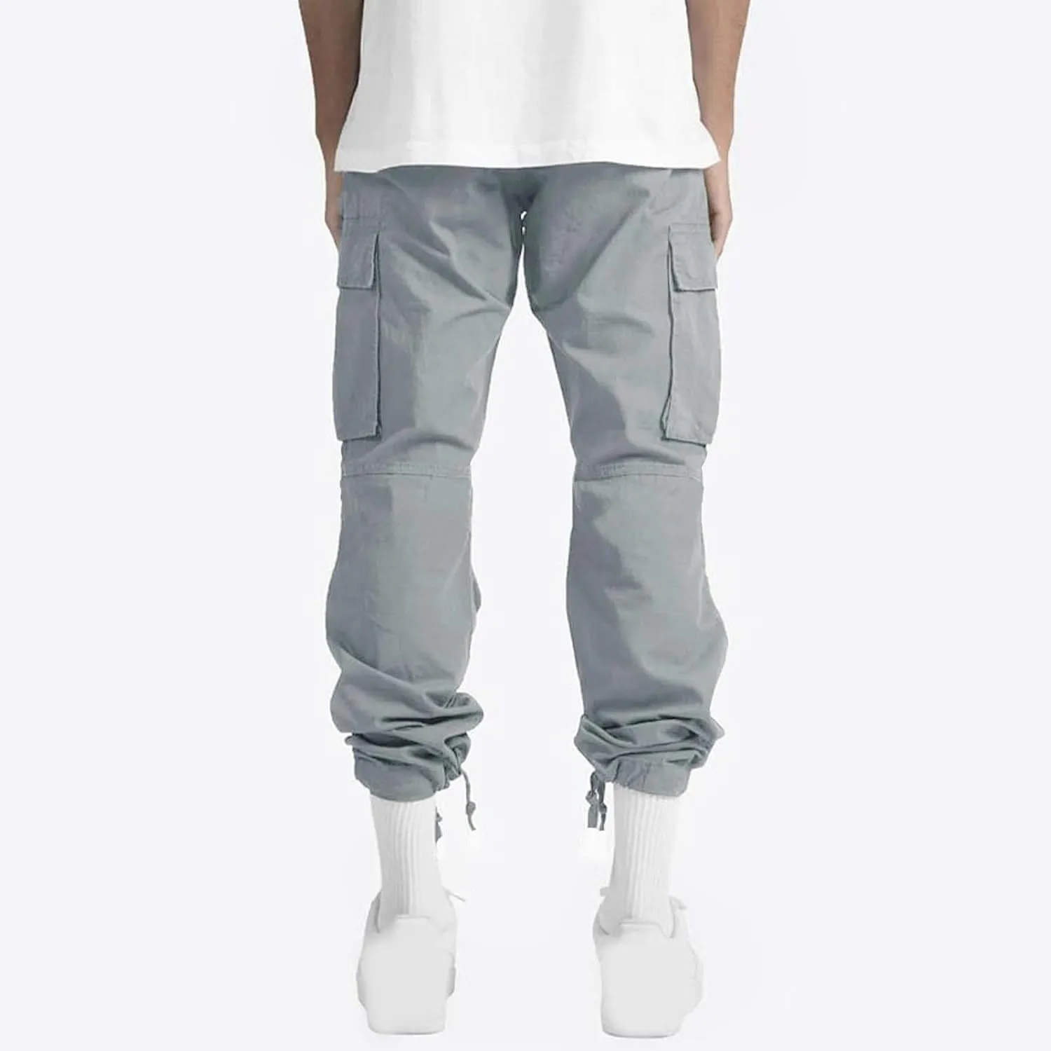 Cargo Pants for Men 2024 Relaxed Fit Causal Work Streetwear Khaki Baggy Joggers with Zipper Pockets Drawstring Sweatpants