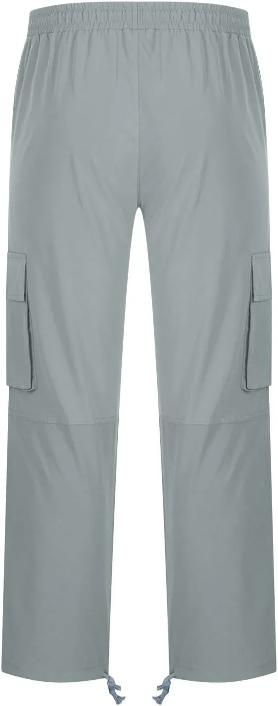 Cargo Pants for Men 2024 Relaxed Fit Causal Work Streetwear Khaki Baggy Joggers with Zipper Pockets Drawstring Sweatpants