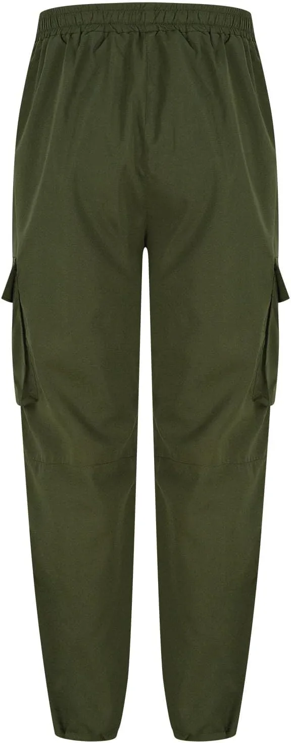 Cargo Pants for Men Baggy Elastic Waist Pants Straight Leg Drawstring Pants Casual Hiking Pants Stretch Jogging Pants