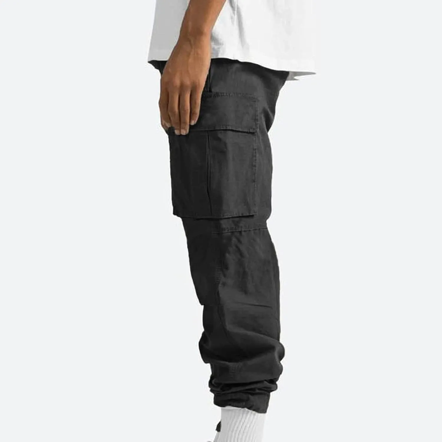 Cargo Pants for Men Baggy Straight Leg Casual Drawstring Cotton Elastic Waist Outdoor Cargo Pants Sweatpants Joggers