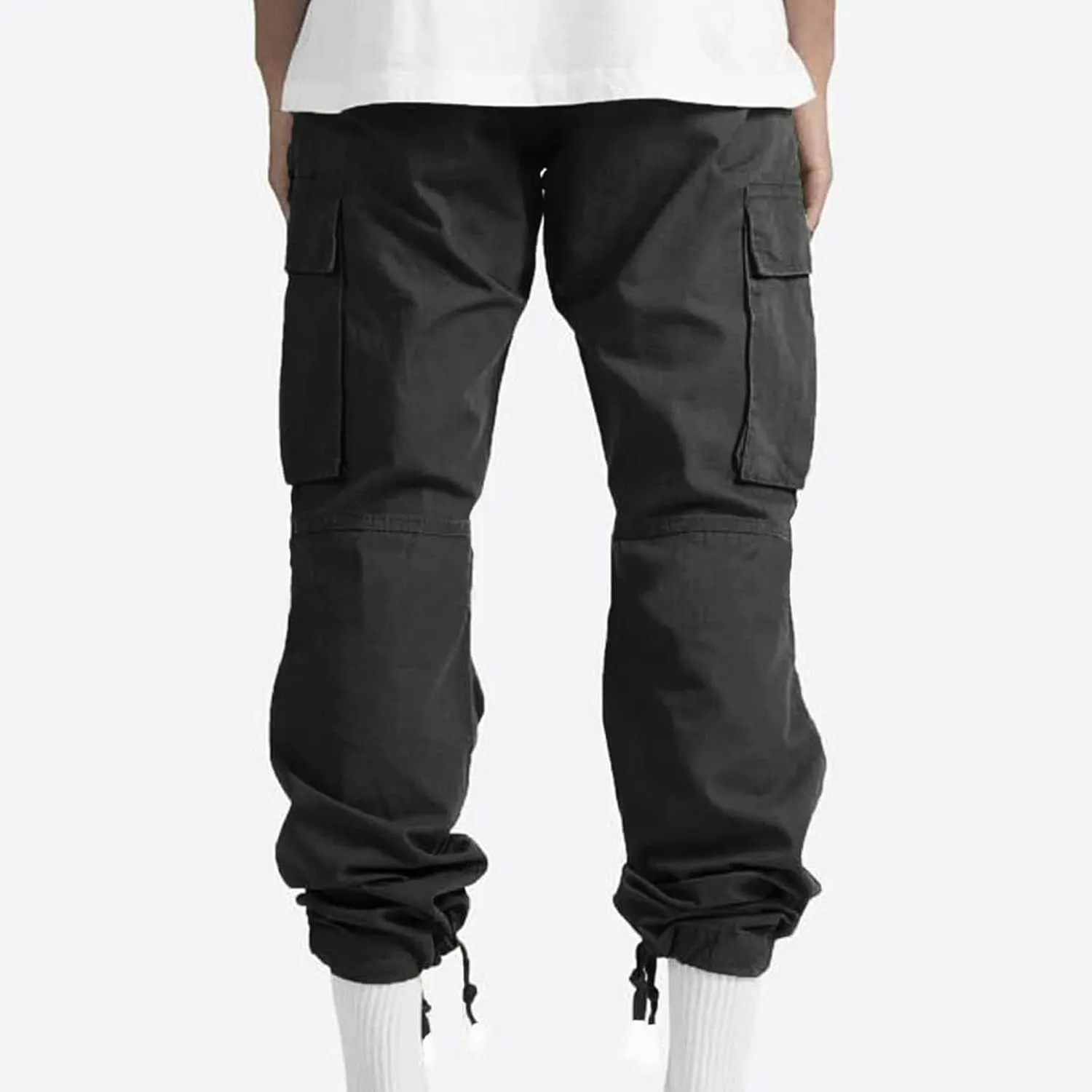 Cargo Pants for Men Baggy Straight Leg Casual Drawstring Cotton Elastic Waist Outdoor Cargo Pants Sweatpants Joggers