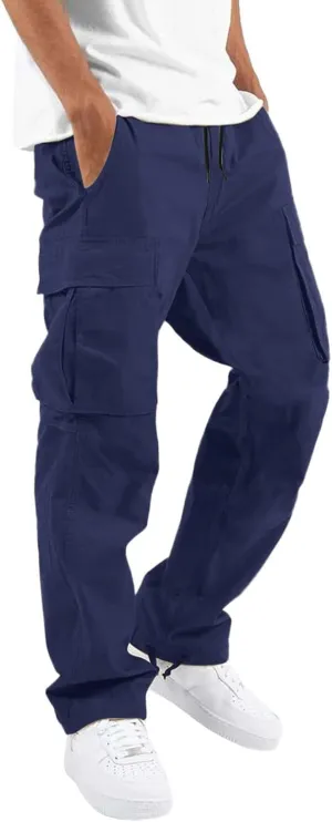 Cargo Pants For Men Baggy,Mens Fashion Cargo Pants Multi Pocket Athletic Pants Casual Outdoor Trousers Loose Work Pants with Drawstring Cargo Pants G01