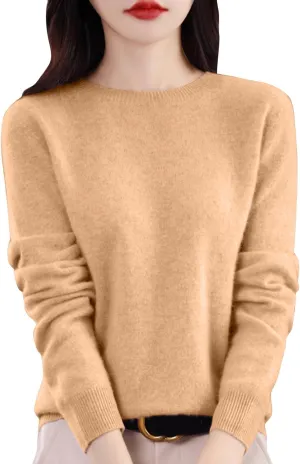 Cashmere Sweaters for Women Comfort Pullover Fashion Spring Casual Crewneck Sweater Dressy Long Sleeve Trendy Jumper