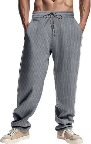 Casual Beach Trousers for Men Corduroy Straight Leg Summer Joggers Pants Fashion Athletic Running Sports Workout Pant