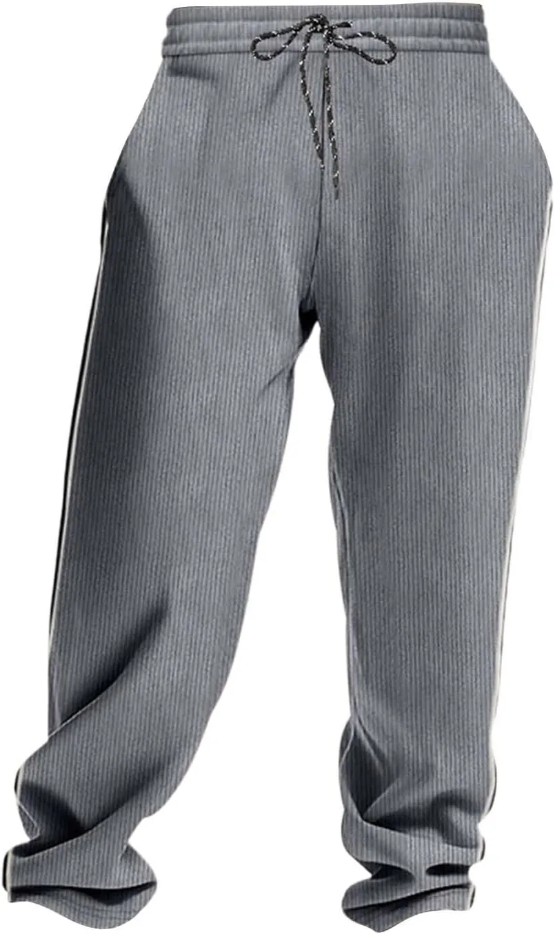 Casual Beach Trousers for Men Corduroy Straight Leg Summer Joggers Pants Fashion Athletic Running Sports Workout Pant